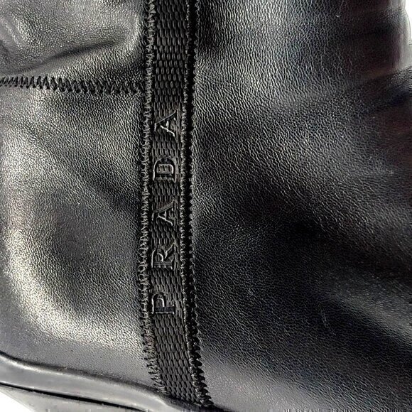 Prada Leather Boots Booties Black 5 - Picture 3 of 12